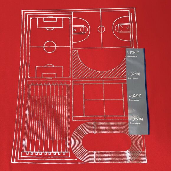 All in Motion Boys Tagless Red Athletic Shirt With Moisture Wick Size L NEW! - Picture 2 of 6